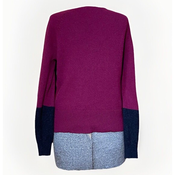 Eileen Fisher Italian Yarn Colorblock Sweater Women’s Small burgundy Charcoal - Picture 2 of 10